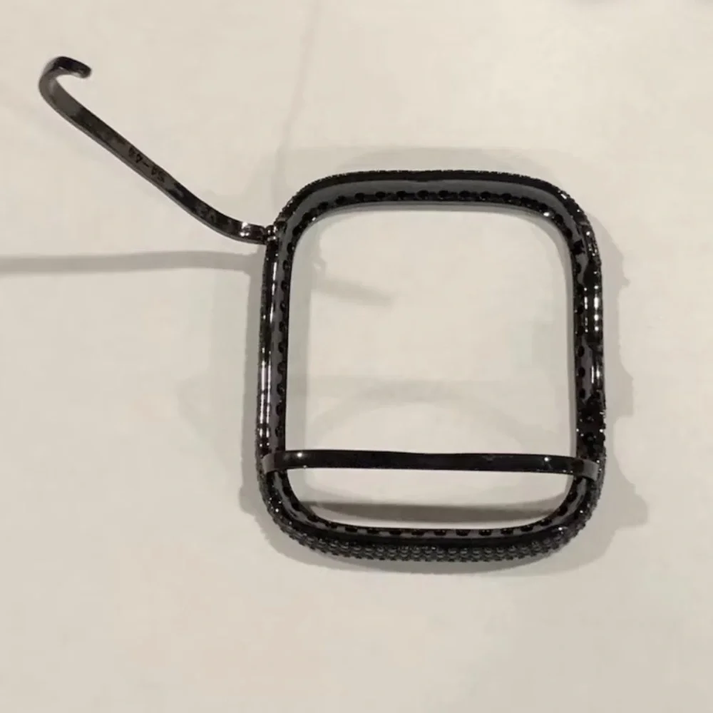 Black Apple Watch Case w/ 2.5mm Lab Diamond Bezel Bumper 💎⌚️Fits Series 3 38mm